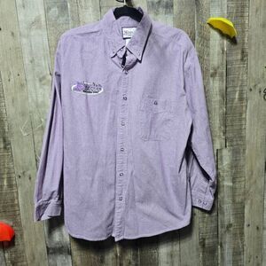 Hoosier Tire Racing Vintage Y2K Purole Embroidered Button Up Shirt